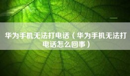 华为手机无法打电话（华为手机无法打电话怎么回事）